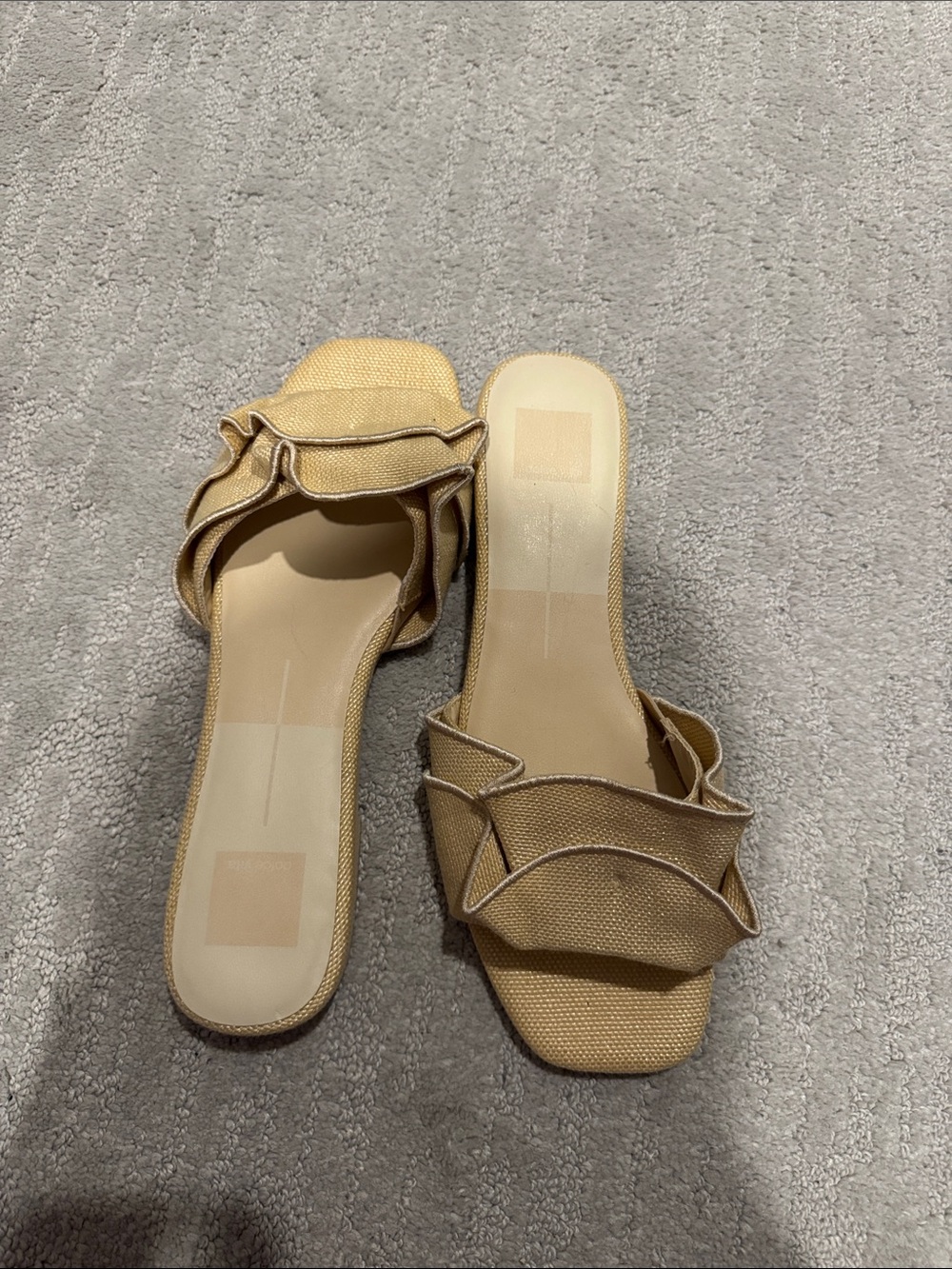 Dolce Vita Beige Ruffle Slide Mules